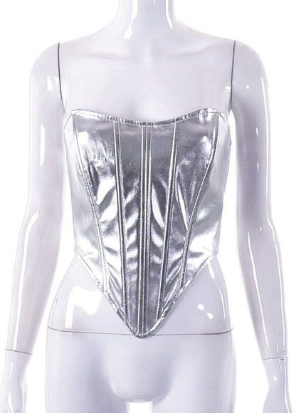 Charlie Metallic Vest Streetwear Top - Fashion Pov