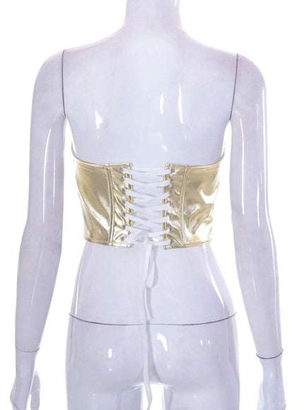 Charlie Metallic Vest Streetwear Top - Fashion Pov