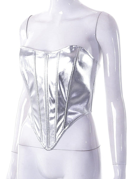 Charlie Metallic Vest Streetwear Top - Fashion Pov