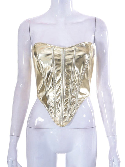 Charlie Metallic Vest Streetwear Top - Fashion Pov