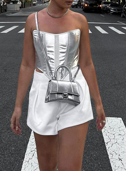 Charlie Metallic Vest Streetwear Top - Fashion Pov