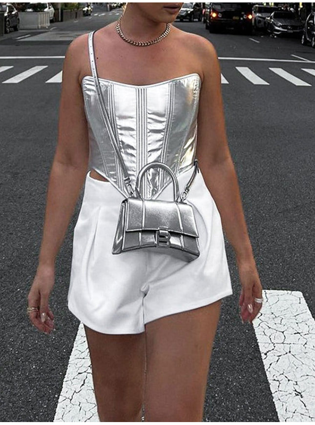 Charlie Metallic Vest Streetwear Top - Fashion Pov