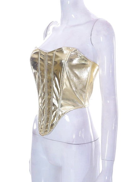 Charlie Metallic Vest Streetwear Top - Fashion Pov