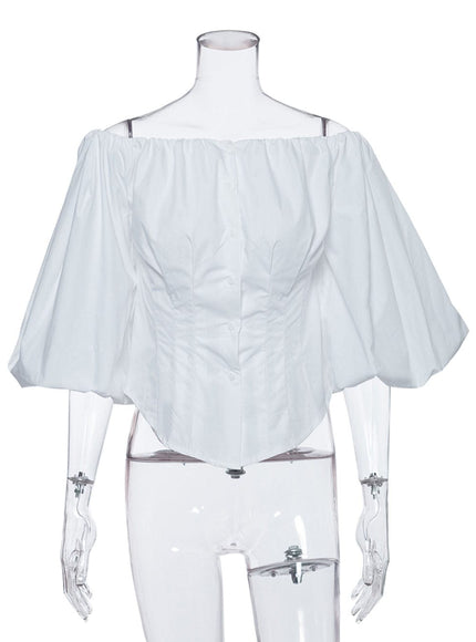 Clara Off Shoulder Lantern Sleeve Top - Fashion Pov