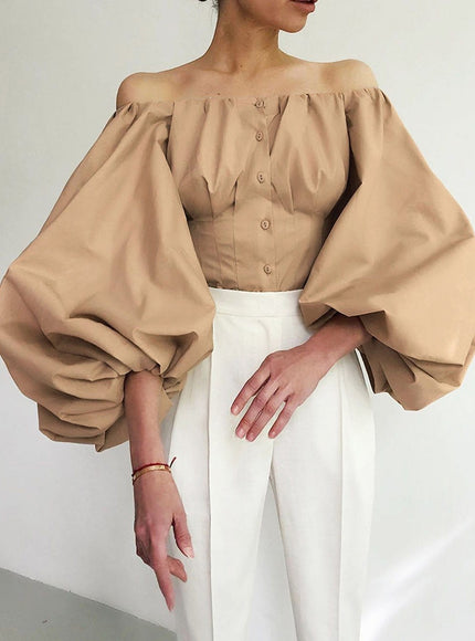 Clara Off Shoulder Lantern Sleeve Top - Fashion Pov