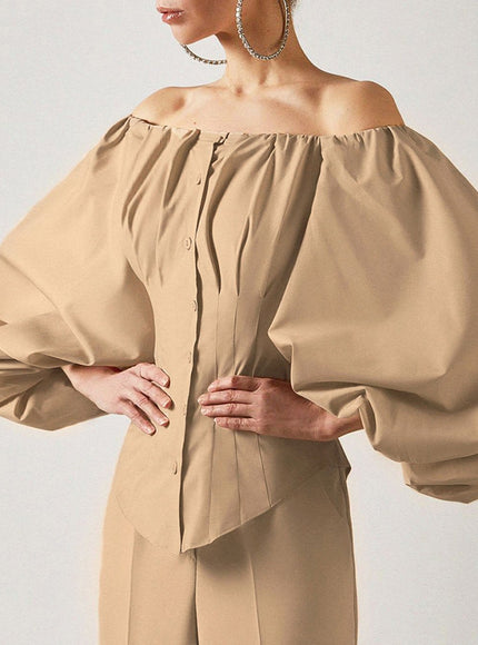 Clara Off Shoulder Lantern Sleeve Top - Fashion Pov