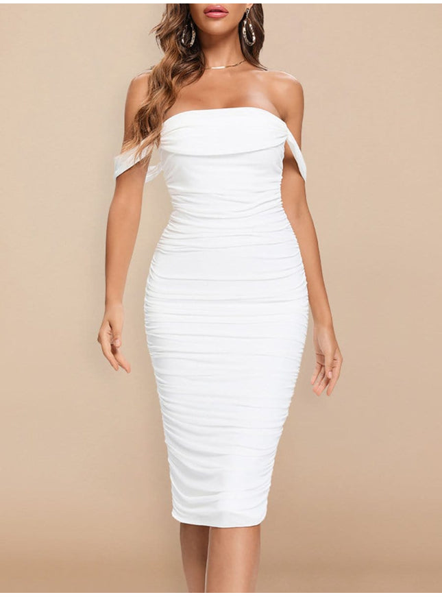 Claudia Bodycon Off Shoulder Midi Dress - Fashion Pov