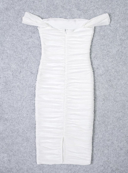 Claudia Bodycon Off Shoulder Midi Dress - Fashion Pov