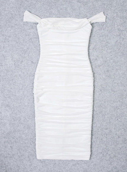 Claudia Bodycon Off Shoulder Midi Dress - Fashion Pov