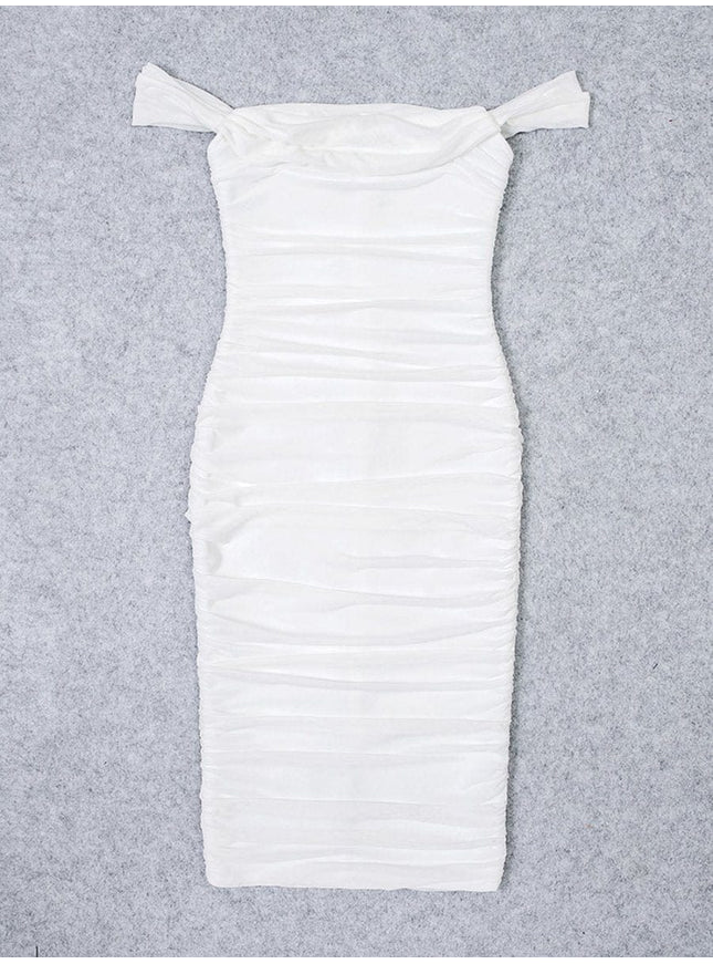 Claudia Bodycon Off Shoulder Midi Dress - Fashion Pov
