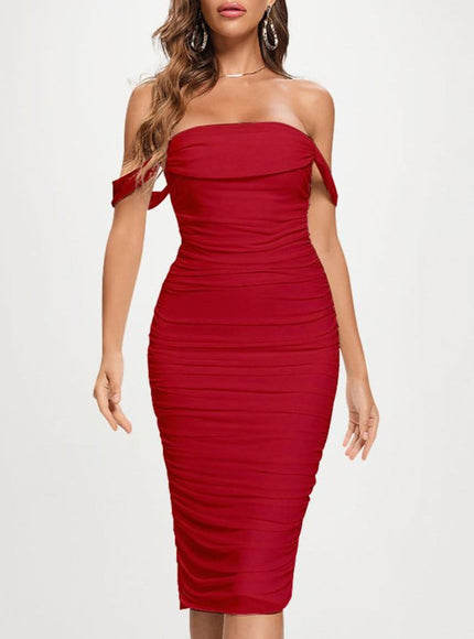 Claudia Bodycon Off Shoulder Midi Dress - Fashion Pov