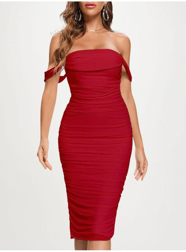 Claudia Bodycon Off Shoulder Midi Dress - Fashion Pov