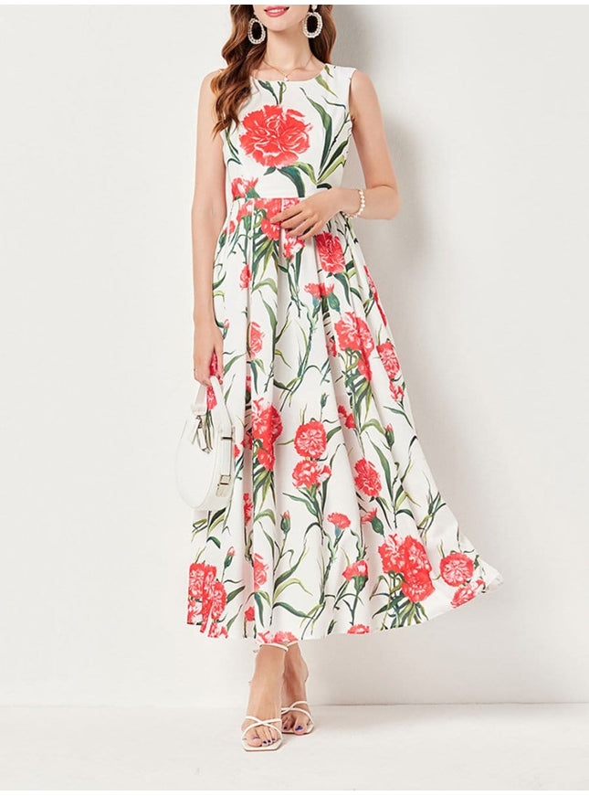 Daisy Flower Sleeveless Midi Dress - Fashion Pov