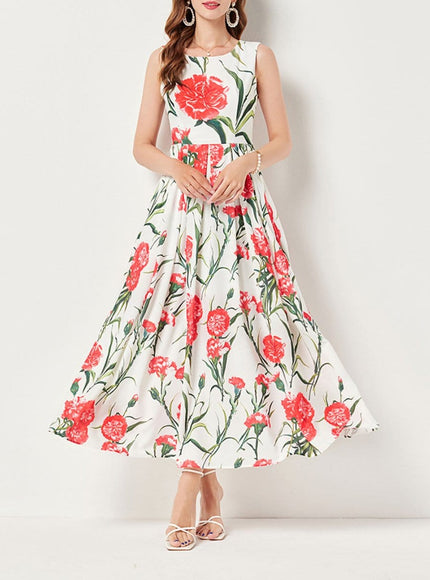 Daisy Flower Sleeveless Midi Dress - Fashion Pov