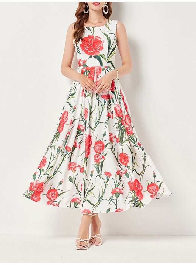 Daisy Flower Sleeveless Midi Dress - Fashion Pov