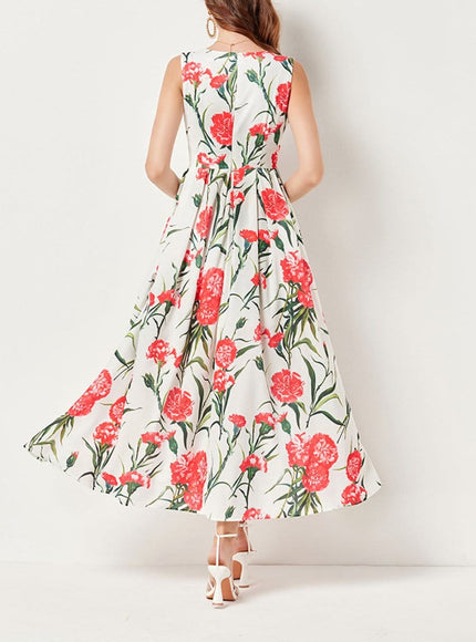 Daisy Flower Sleeveless Midi Dress - Fashion Pov