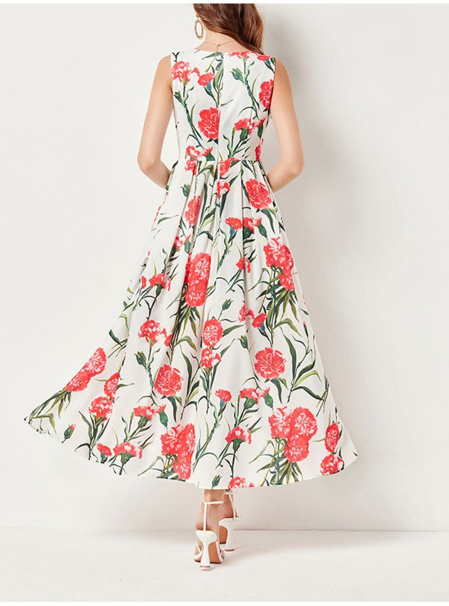 Daisy Flower Sleeveless Midi Dress - Fashion Pov
