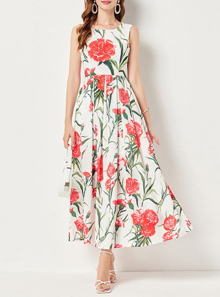 Daisy Flower Sleeveless Midi Dress - Fashion Pov