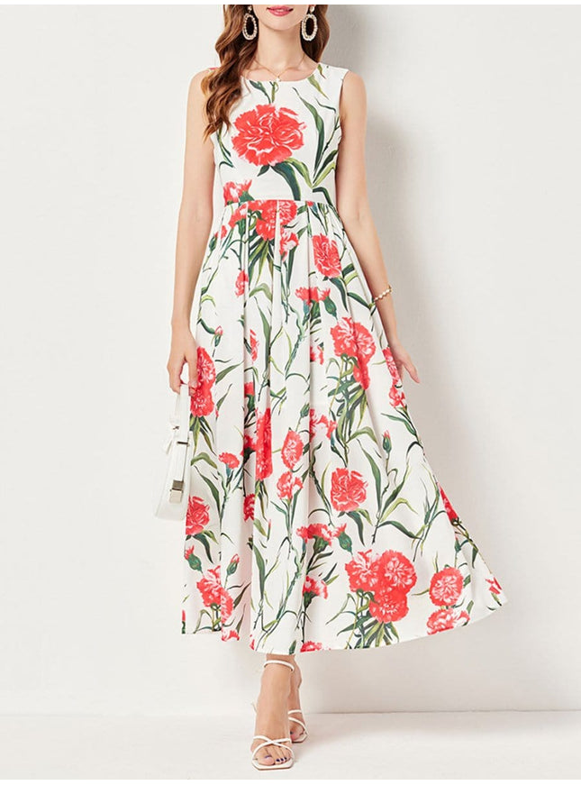 Daisy Flower Sleeveless Midi Dress - Fashion Pov