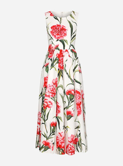 Daisy Flower Sleeveless Midi Dress - Fashion Pov