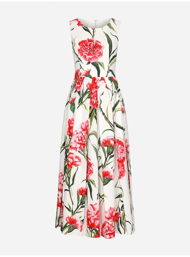 Daisy Flower Sleeveless Midi Dress - Fashion Pov