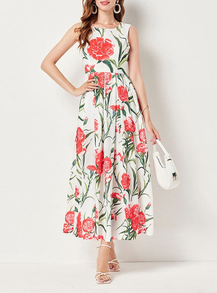 Daisy Flower Sleeveless Midi Dress - Fashion Pov