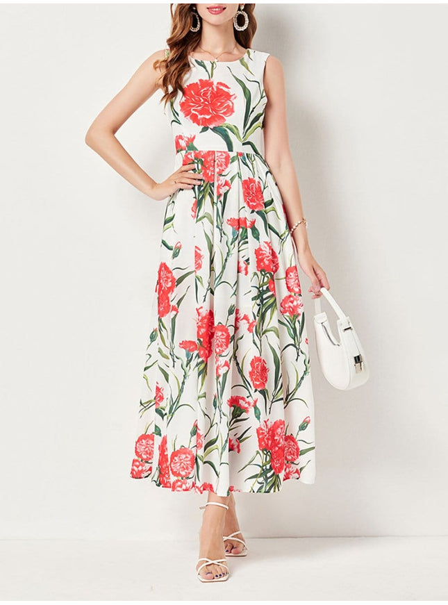 Daisy Flower Sleeveless Midi Dress - Fashion Pov