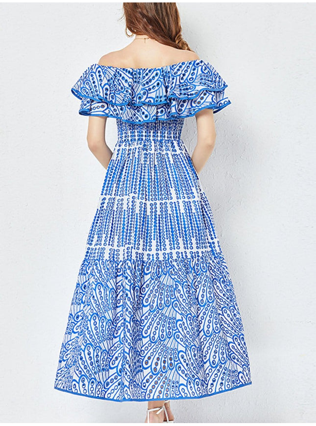 Dakota Hollow Out Ruffle Midi Dress - Fashion Pov