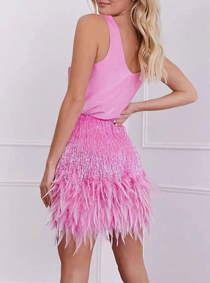 Evie Feather Top & Feather Skirt Set - Fashion Pov