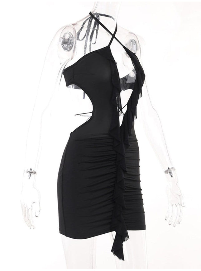 Faye Hollow Out Ruffle Mini Dress - Fashion Pov