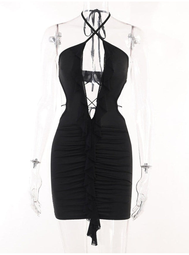 Faye Hollow Out Ruffle Mini Dress - Fashion Pov