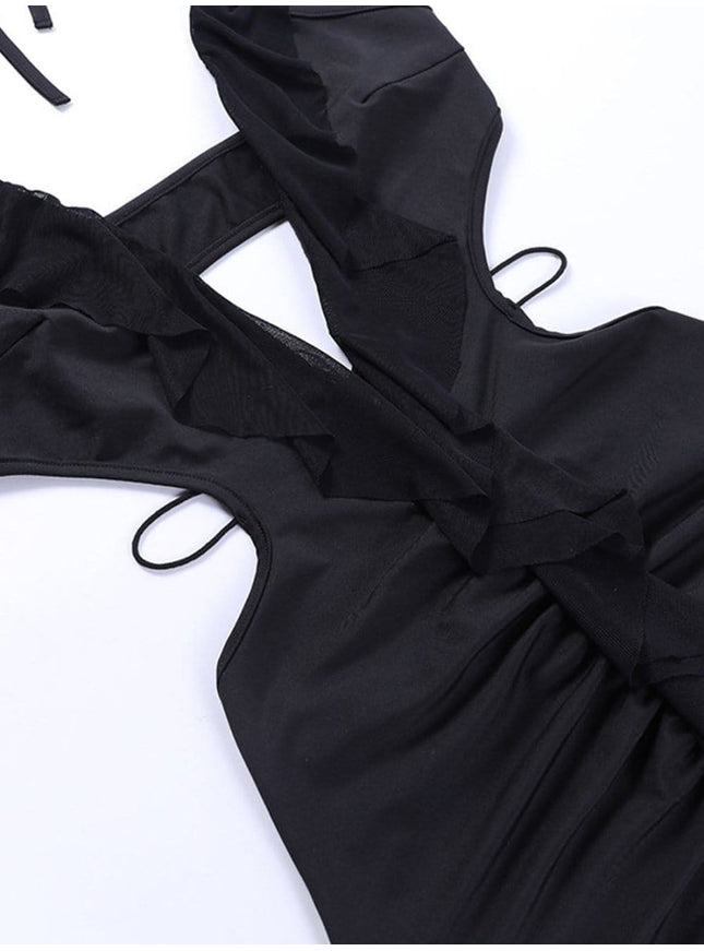 Faye Hollow Out Ruffle Mini Dress - Fashion Pov