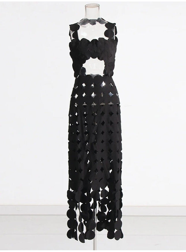 Flora Dot Hollow Out Midi Dress - Fashion Pov