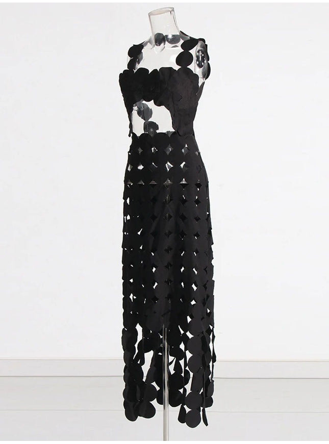 Flora Dot Hollow Out Midi Dress - Fashion Pov