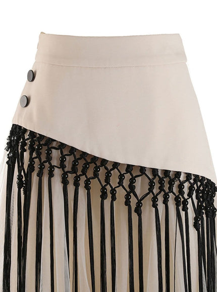 Gianna Tassel Mesh Midi Skirt - Fashion Pov
