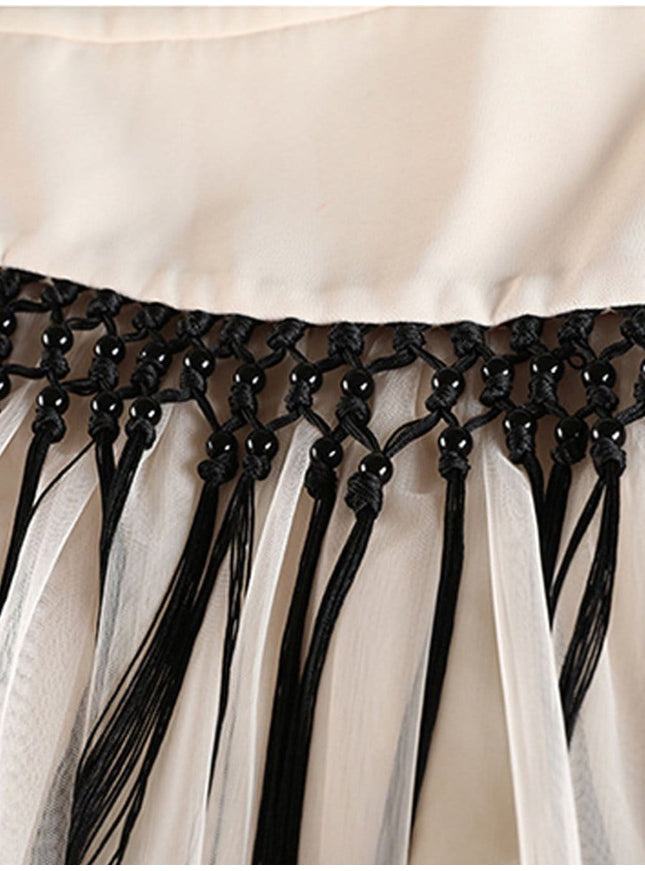Gianna Tassel Mesh Midi Skirt - Fashion Pov