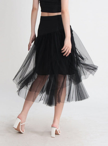 Gianna Tassel Mesh Midi Skirt - Fashion Pov