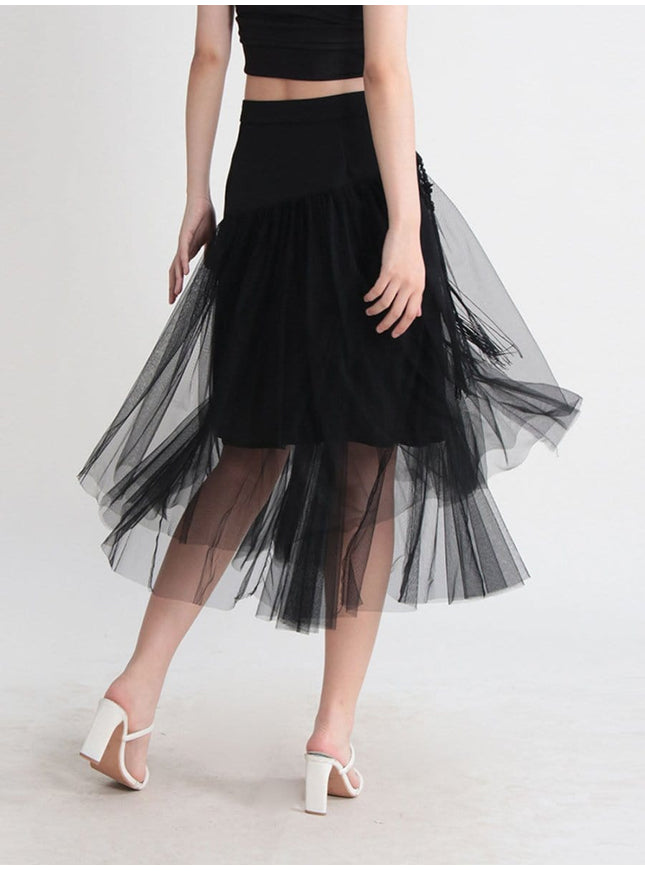 Gianna Tassel Mesh Midi Skirt - Fashion Pov