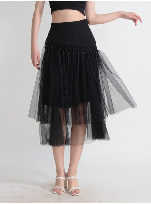 Gianna Tassel Mesh Midi Skirt - Fashion Pov