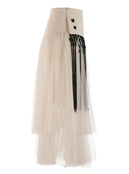 Gianna Tassel Mesh Midi Skirt - Fashion Pov