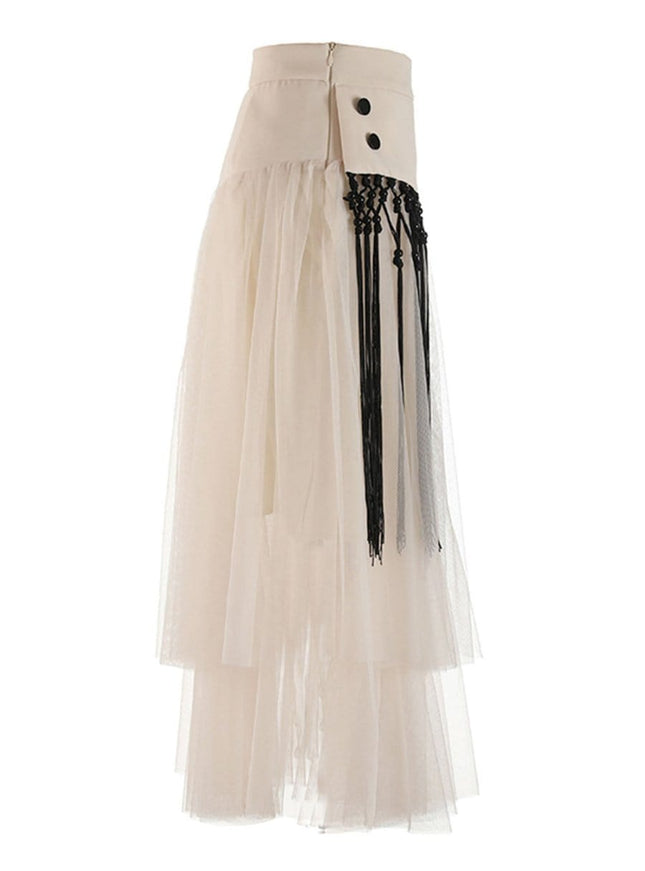 Gianna Tassel Mesh Midi Skirt - Fashion Pov