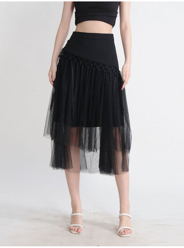 Gianna Tassel Mesh Midi Skirt - Fashion Pov