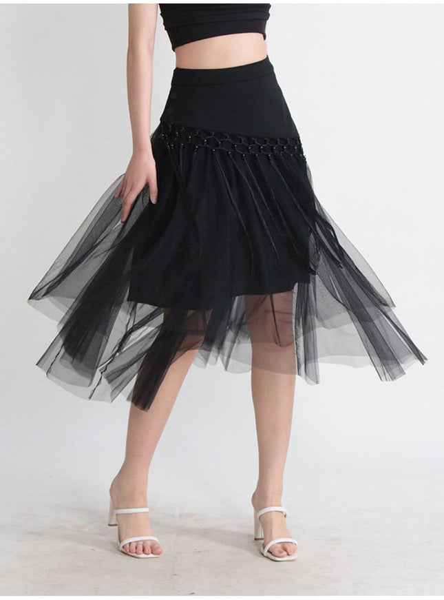 Gianna Tassel Mesh Midi Skirt - Fashion Pov