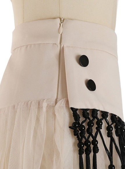 Gianna Tassel Mesh Midi Skirt - Fashion Pov