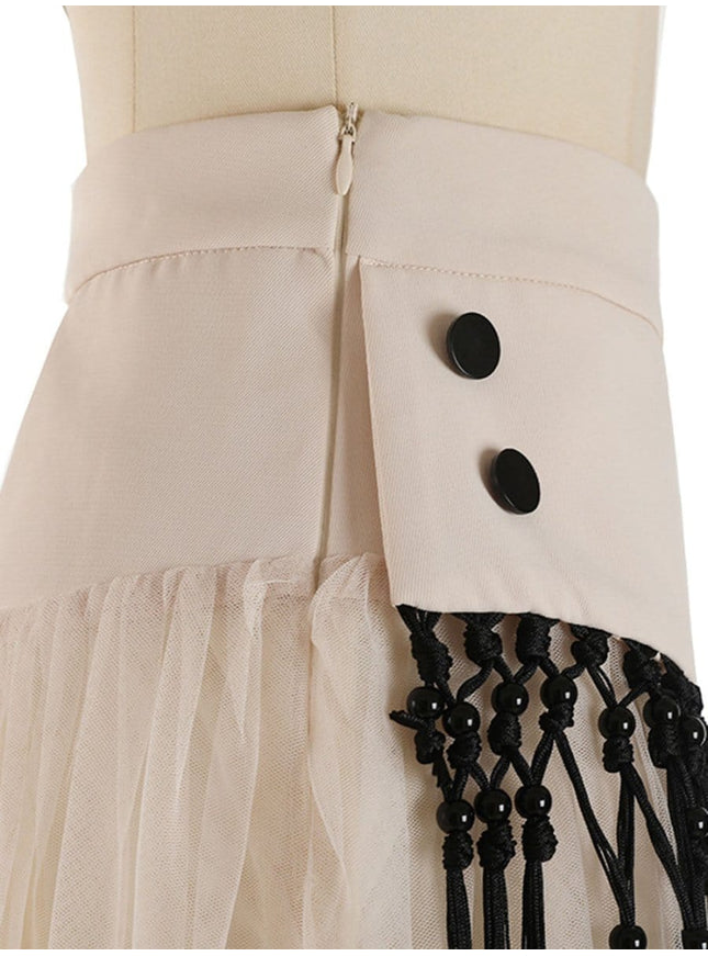 Gianna Tassel Mesh Midi Skirt - Fashion Pov