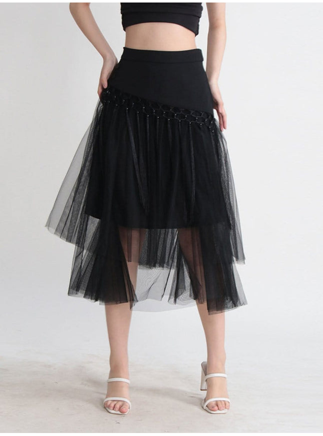 Gianna Tassel Mesh Midi Skirt - Fashion Pov
