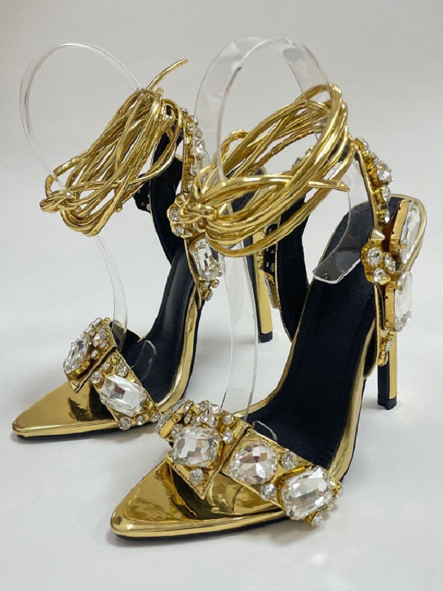 Harlow Ankle Rhinestone Toe Heel - Fashion Pov