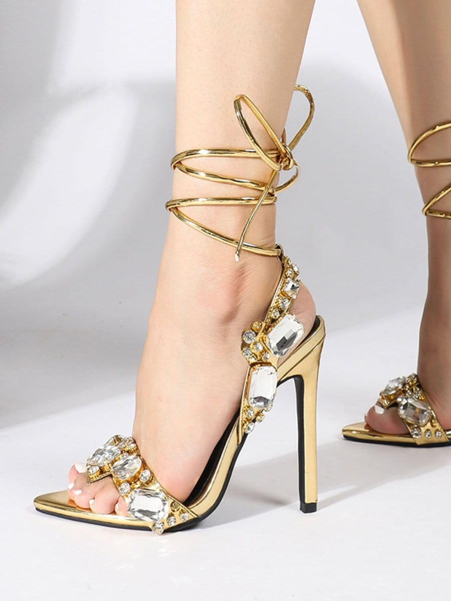 Harlow Ankle Rhinestone Toe Heel - Fashion Pov