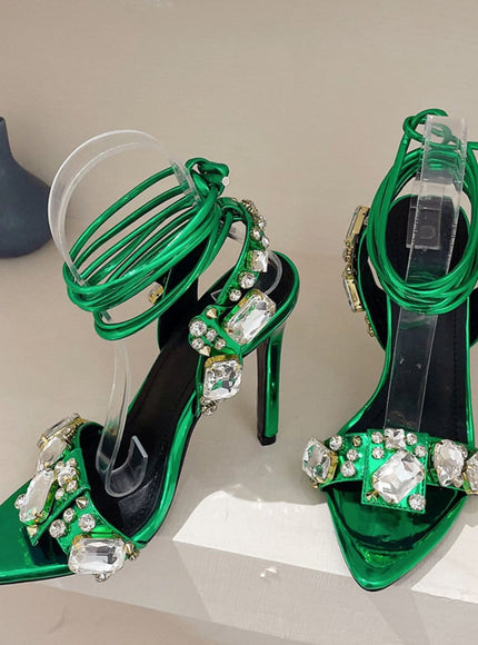 Harlow Ankle Rhinestone Toe Heel - Fashion Pov