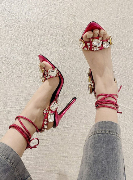 Harlow Ankle Rhinestone Toe Heel - Fashion Pov
